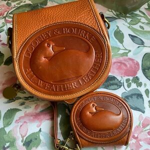 Dooney & Bourke Brown Leather Crossbody and Coin Purse